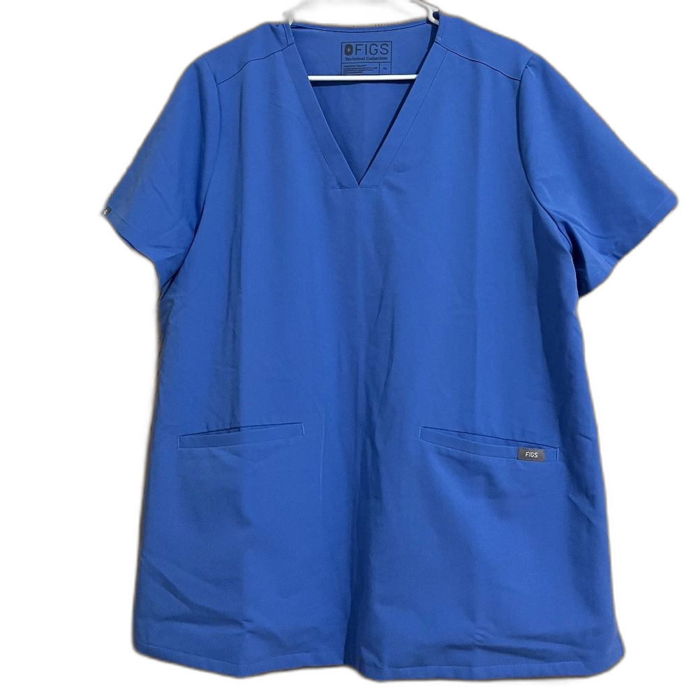 Fig’s Men Light Blue Technical Collection Scrub Top Casual Workwear Sz-XL